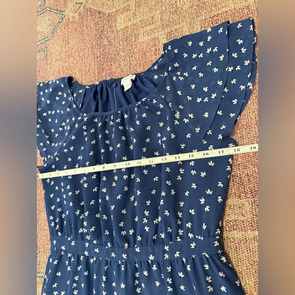 J. Crew blue floral tiered midi peasant dress size 6